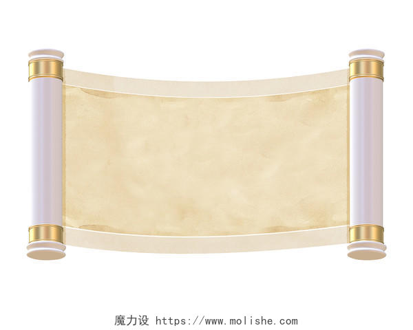 清新中国复古风卷轴微立体插画元素卷轴元素